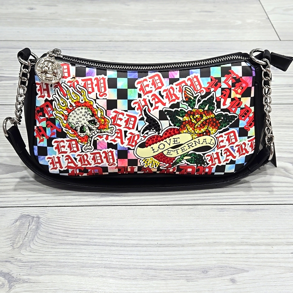 Ed Hardy Colorful Tattoo-Inspired Shoulder Bag
